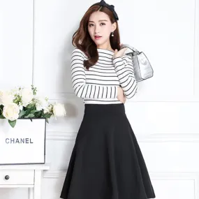 Women's Summer Casual A-Line High-Waist Pleated Midi Skirt