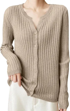 Women's V-Neck Long Sleeve Button Down Lightweight Sweater Soft Knit Cardigan Slim Fashion Tops Jackets 2024
