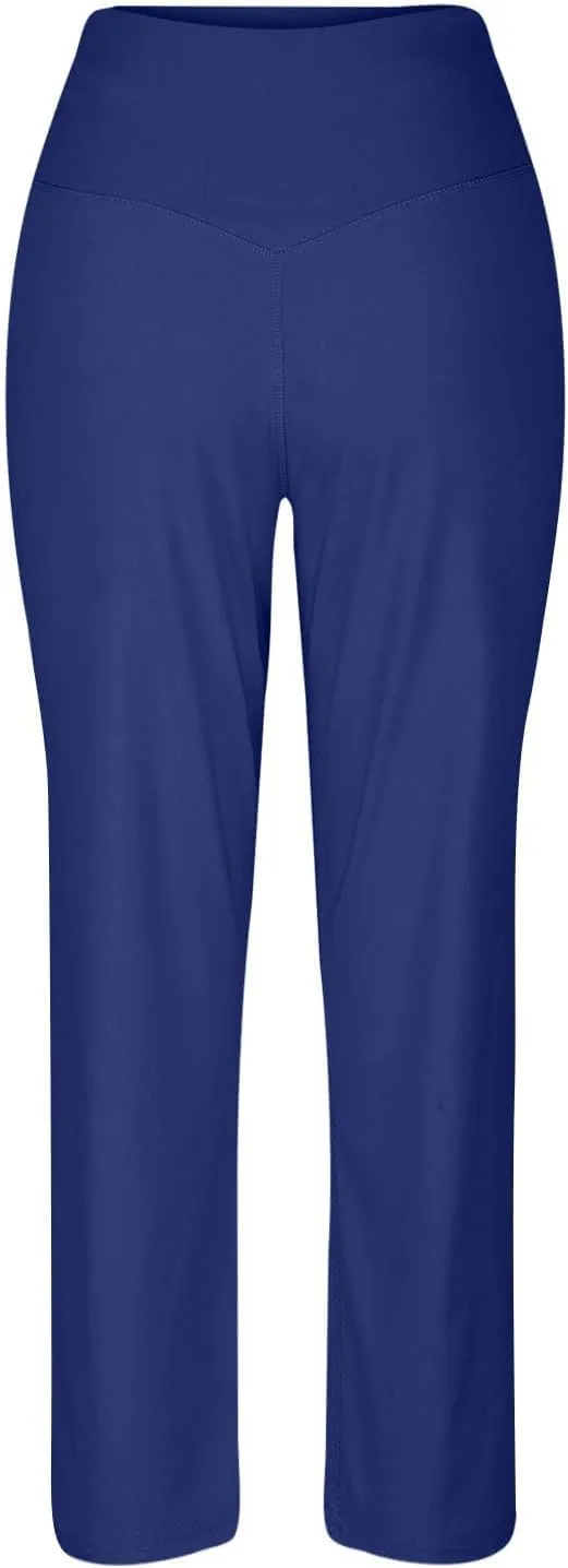 Womens Wide Leg Pants Tummy Control Athletic Workout Pants Comfy Solid Color High Waisted Casual Pants with Pockets