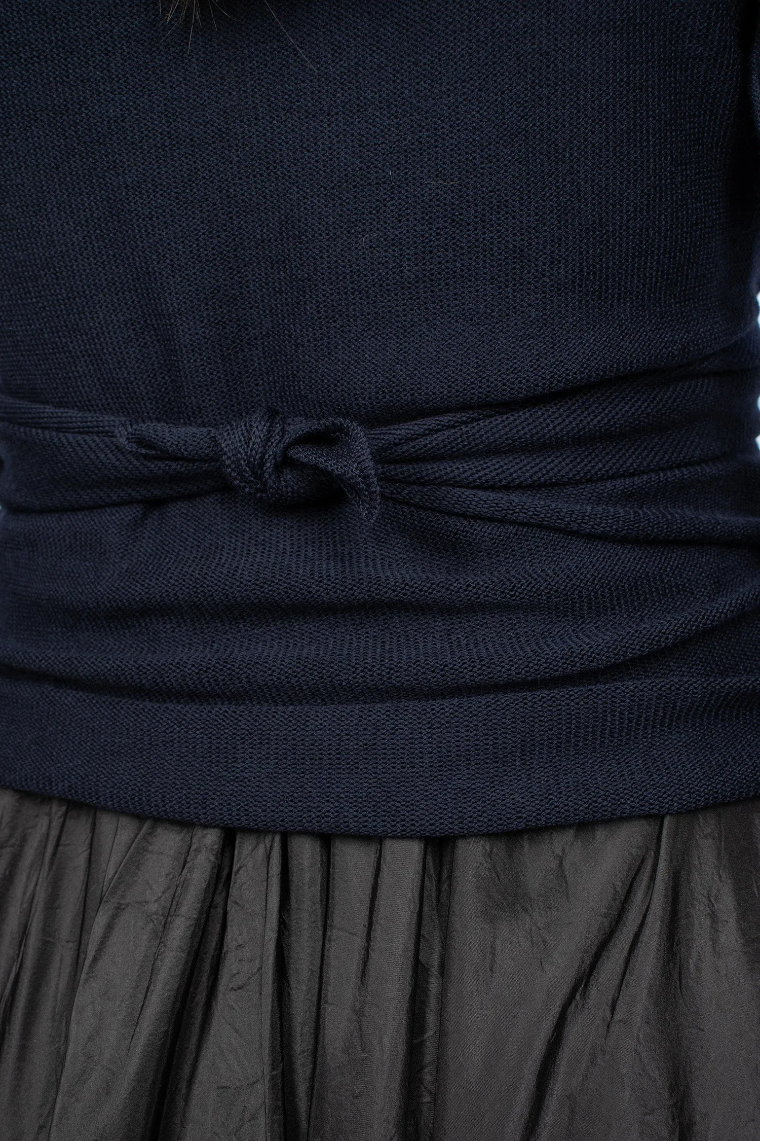 Wrap Knit Cardigan Navy Blue Wool