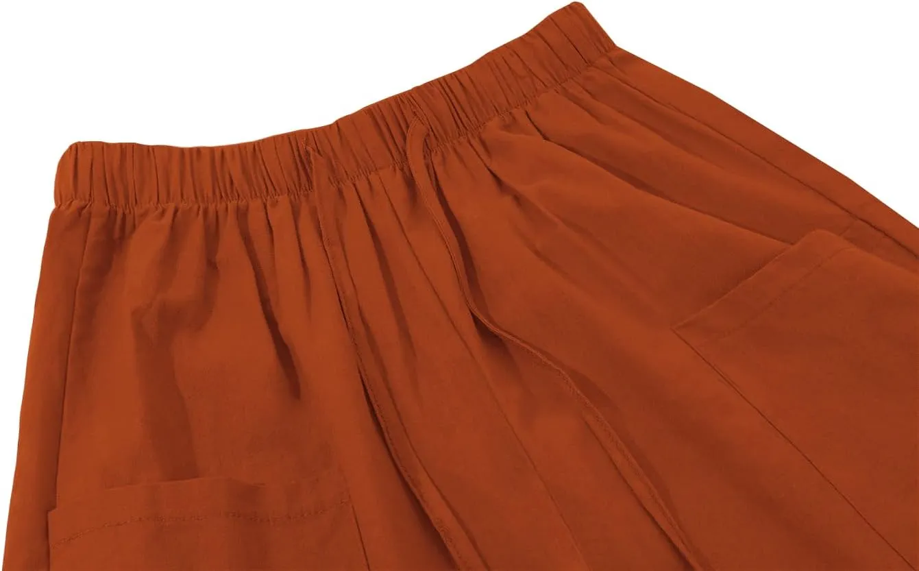 yoeasy Women Cotton and Linen Drawstring Capri Pants Casual High Waist Pocket Cropped Pants